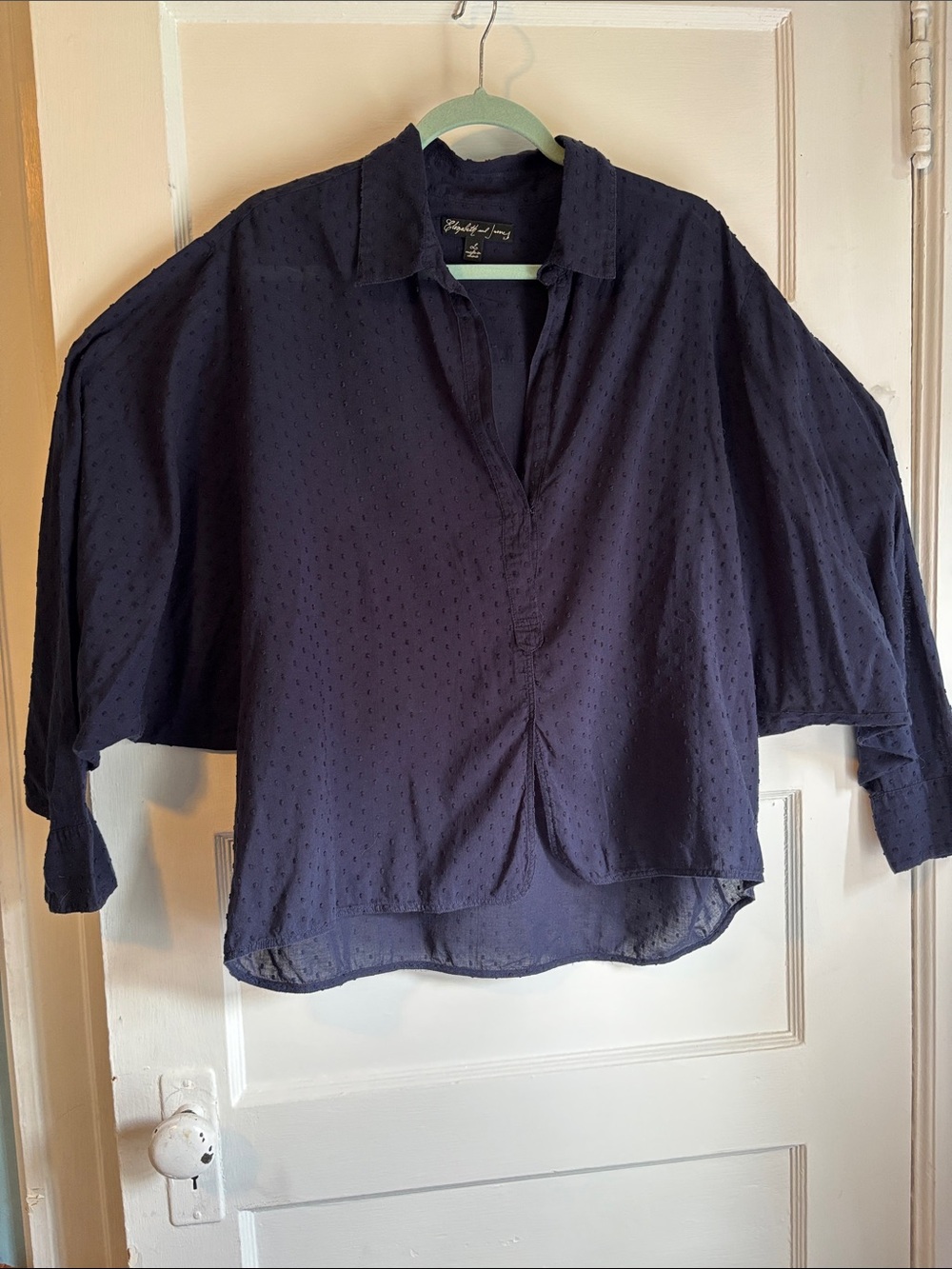 Elizabeth and James Dark Navy Textured Shirt